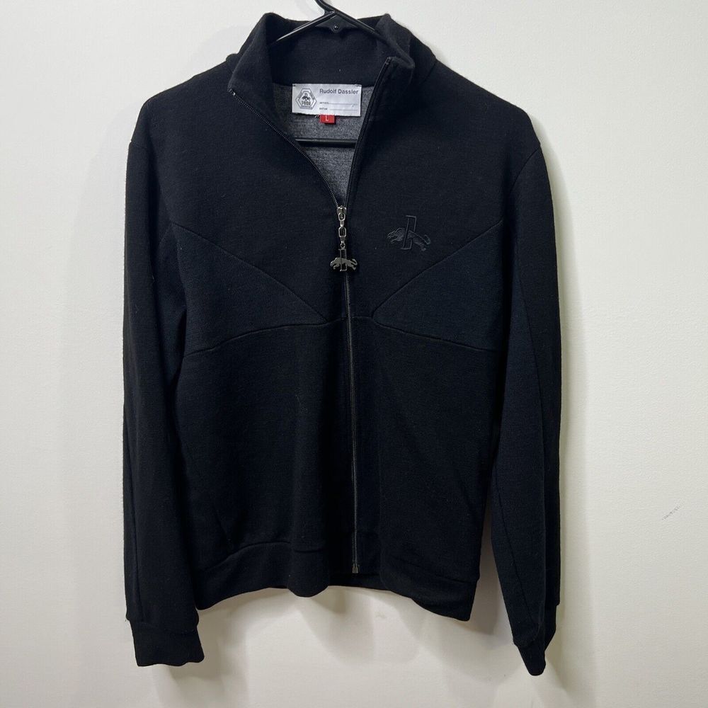 Rudolf Dassler Puma Schuhfabrik Sweater Jacket Black‎ Size L Logo Zip Up